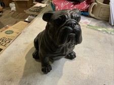 Black Bulldog Statue Figurine Sitting Down 8&rdquo; Tall Resin,  9&rdquo; Long, 5&rdquo; Wide