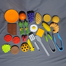 Lot of 24 Kids Play Kitchen Food Utensils Plate Plastic Pretend Play