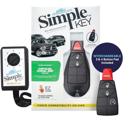 Simple Key, Key Fob and Key Programmer with Interchangeable 3 & 4 Button Keyp...
