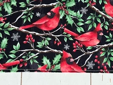 Christmas MINI Table Runner. Handmade   7”x20” Cardinals. Reversible