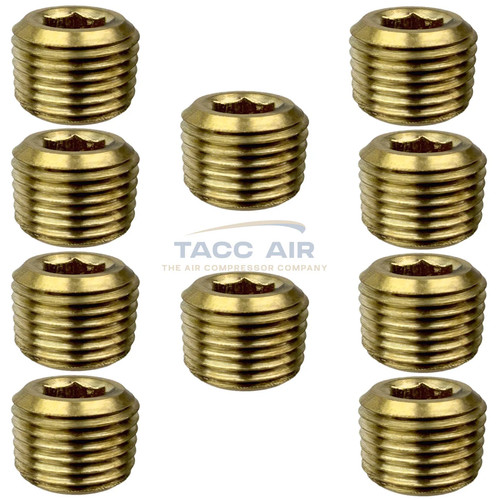 10 Pack 1/8" Brass Pipe Plug Countersunk Allen Hex Head Male NPT End Cap Fitting