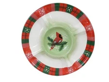 Housewares International 15" Christmas Chip Dip Platter Red Cardinal Holiday