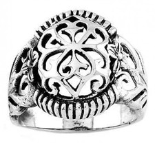 Sterling Silver Ornate Filigree Design Ladies Ring