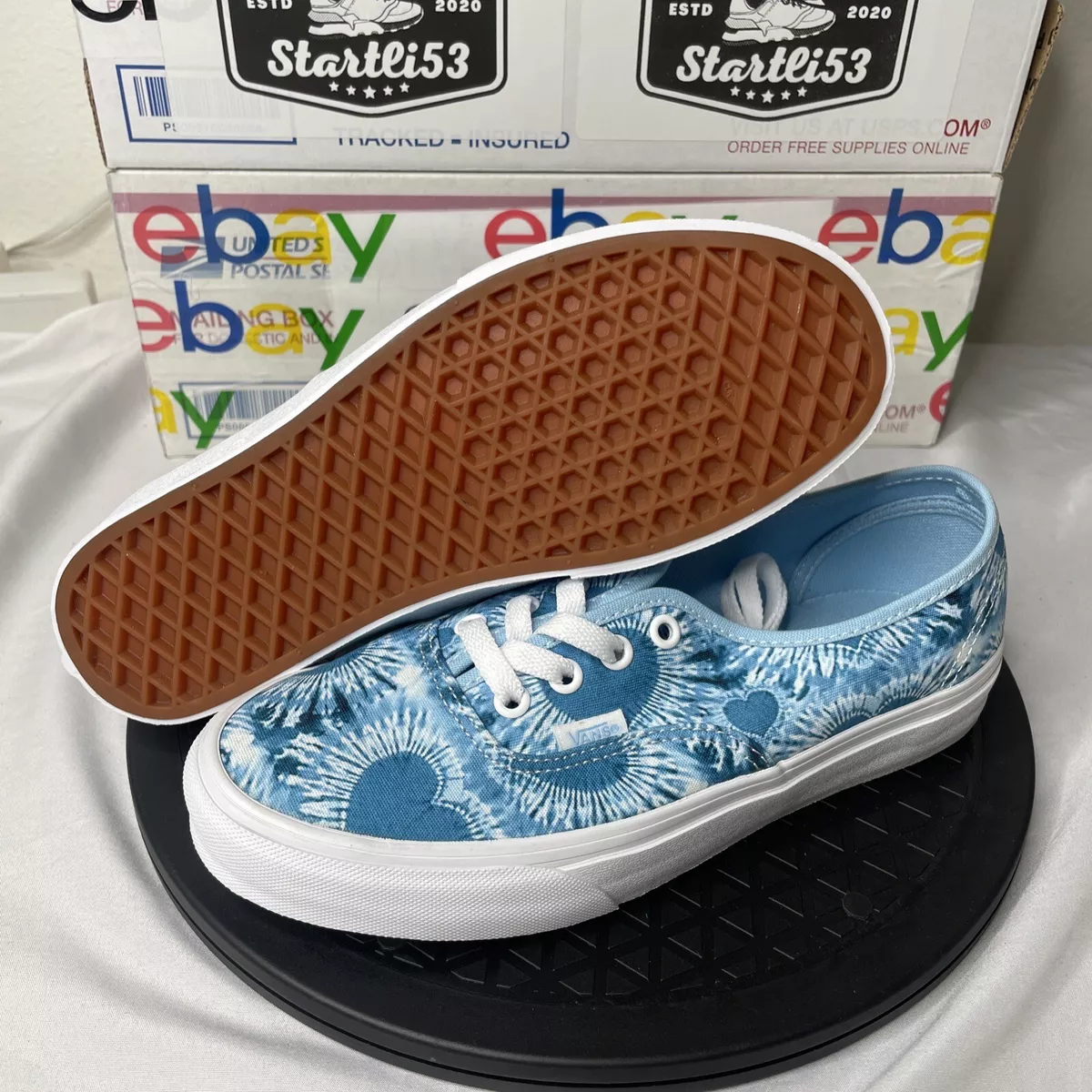 VANS TIE DYE HEARTS SHOEs Light Blue VN0A5KS9BGW Size 6 Mens 7.5 Womens New