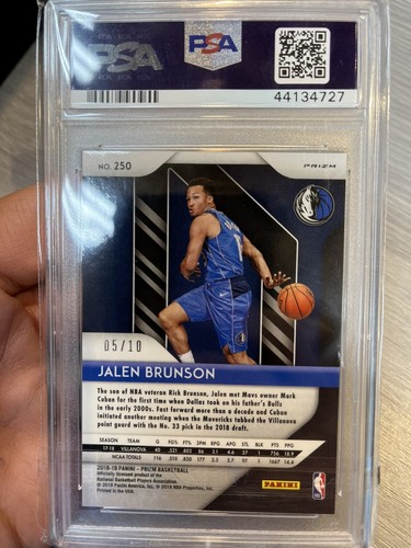 Jalen Brunson 2018 Panini Prizm 250 RC Rookie Gold Prizm 10 PSA 10 Pop 