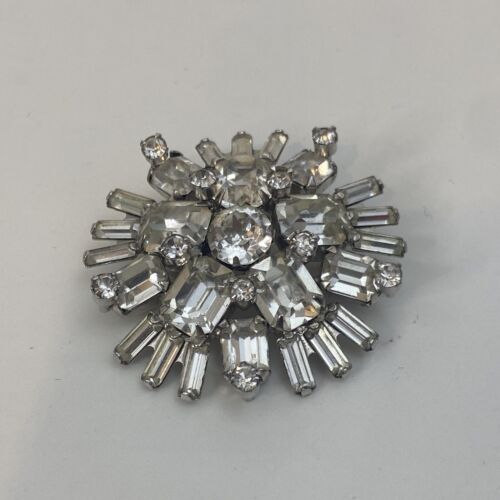 Gorgeous vintage antique pin brooch clear crystal… - image 1