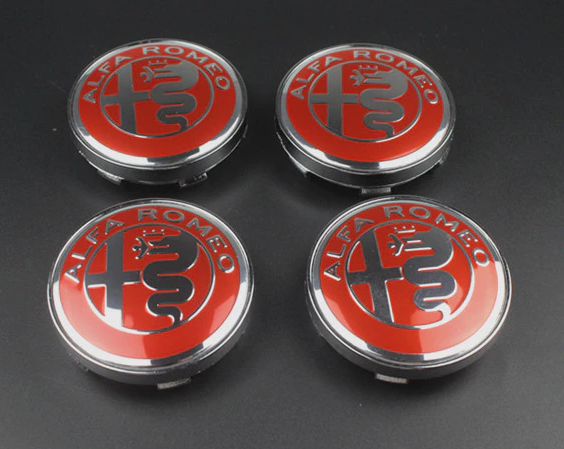 4pcs 60mm For Alfa Romeo Red Wheel Center Caps Hubcaps Rim Caps Emblems Badges