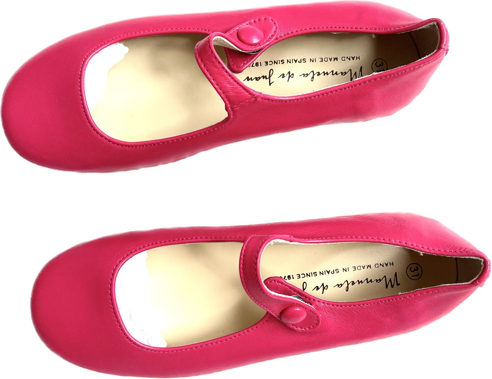 Manuela De Juan Shocking PINK Leather Mary Jane EU31 / New Rrp £100 image 2