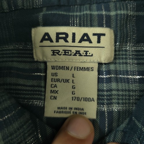 New Ariat REAL Billy Jean Relaxed Fit Shirt Womens Long Sleeve Large Green NWT - Picture 16 of 18
