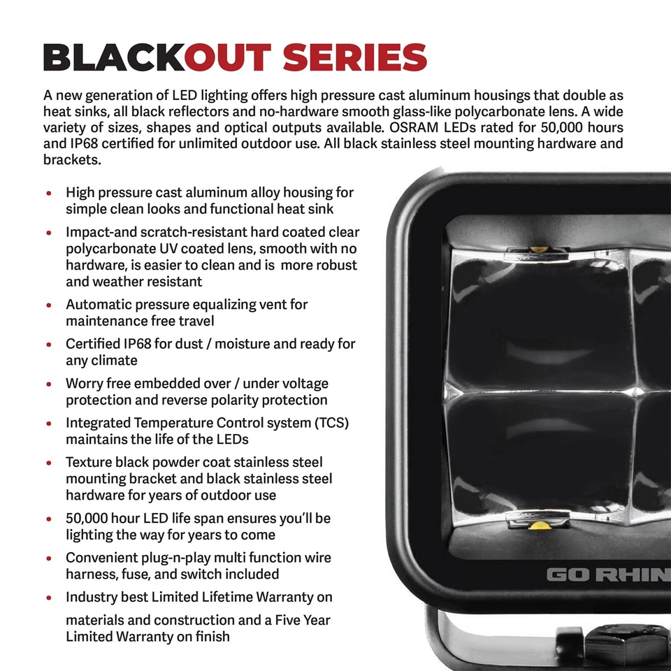 Go Rhino 750400321SCS Blackout Series - Cubeit LED Cube Spot Light Kit - Image 2 of 4