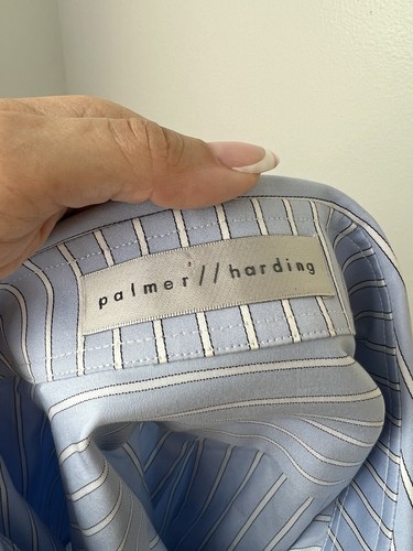 Palmer Harding Stripe Shirt Size 4 6 Cuffed Blue White Long Sleeve Button Down - Picture 5 of 11