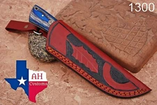 CUSTOM MADE PURE LEATHER HAND  ENGRAVED SHEATH FOR FIXED BLADE KNIFE AH-.1300