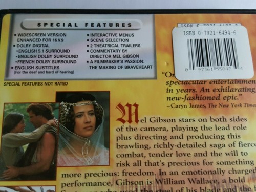 Braveheart. Widescreen Collection. DVD (2000) Mel Gibson. - Picture 4 of 8