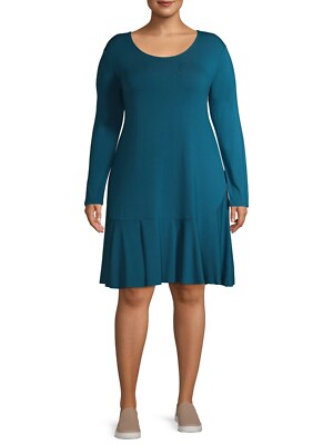 Terra & Sky Women's Plus Knit Peplum Dress 2X (20-22W) Corsair Blue NEW |  eBay