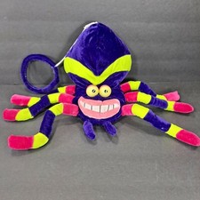 Vtg Halloween Hanging Spider Plush Big Eyes Smile Purple Decoration Rare HTF