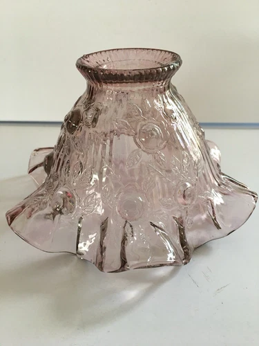 Beautiful Fenton Pink Cabbage Rose Fairy Light Glass Lamp Shade Only