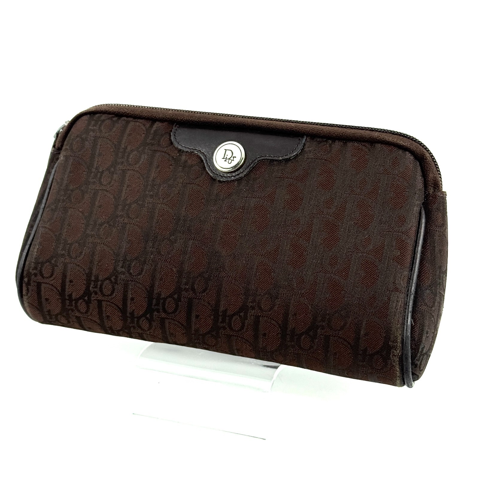 Borsa pochette Christian Dior vintage modello Trotter pochette marrone zip originale