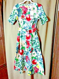 zara floral dress with belt