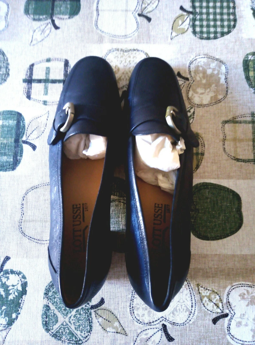 ZAPATOS MUJER CON HEBILLA AUT NTICOS LOTTUSSE AZUL MARINO. N 39