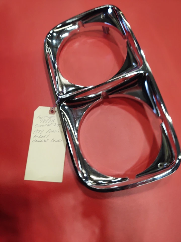 NOS GM OEM 1973 73 PONTIAC BONNEVILLE CATALINA GRANDVILLE CHROME HEADLIGHT BEZEL - Image 4 of 4