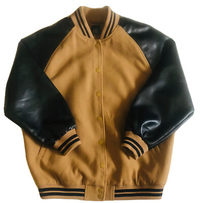 Wild Fable Brown Cork/Black Faux Leather Varsity Women's Jacket