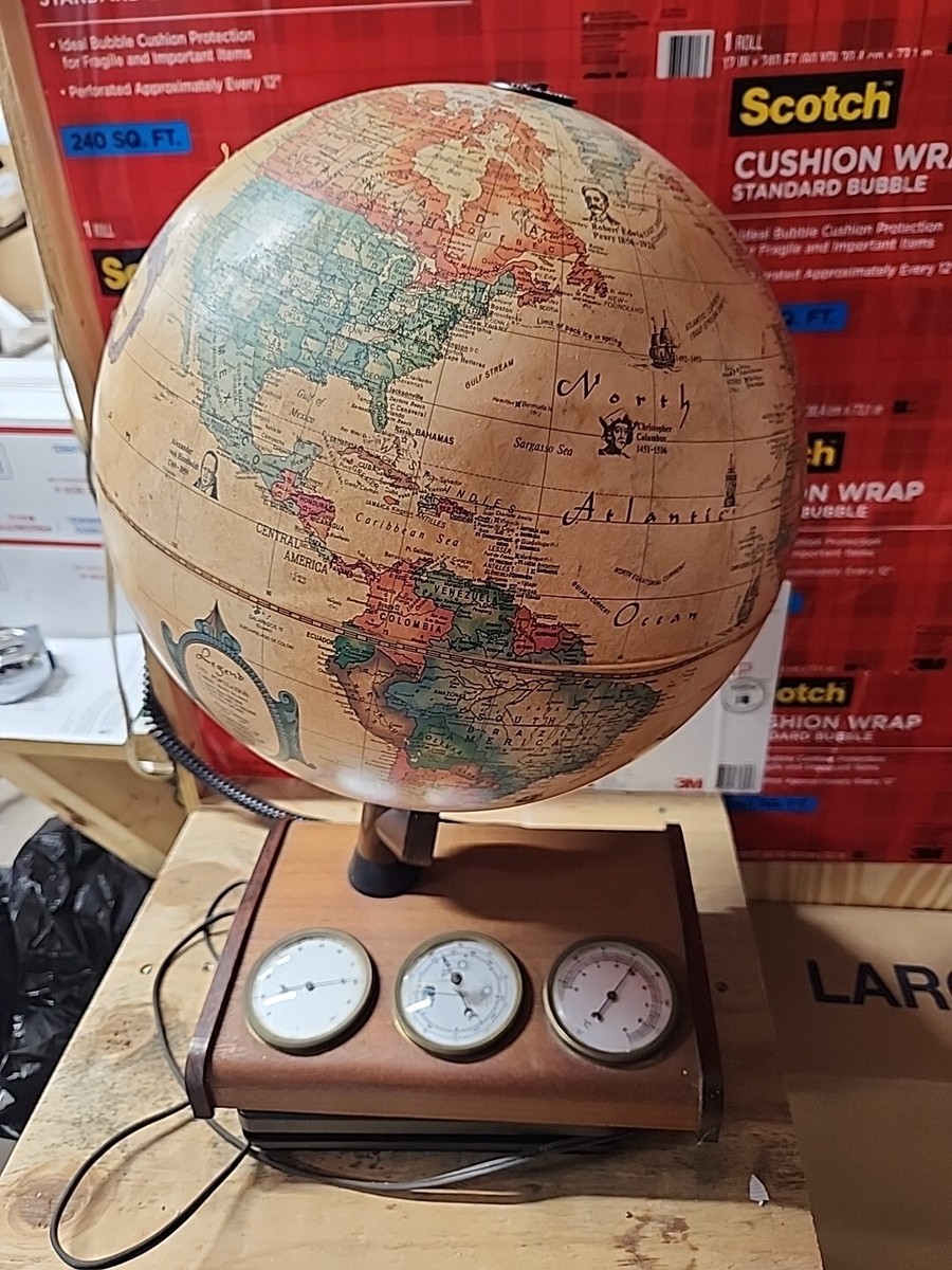 Lighted Scan Globe World Discoverer 12” w/ Weather Station Gauges