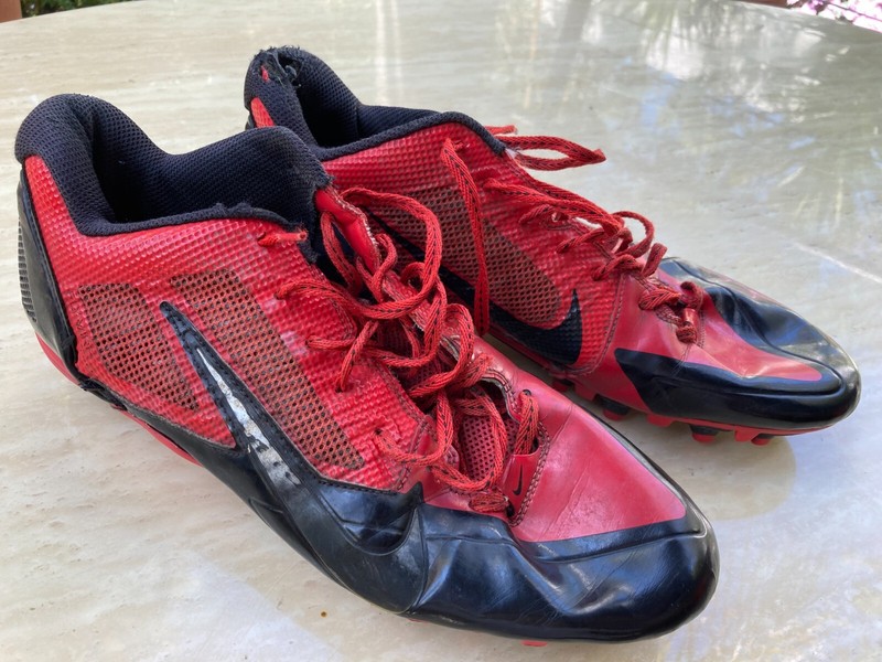 Red Nike Mens Football Cleats Size 12.5 Well Worn Vintage