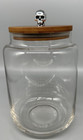 Unbranded Clear Glass Canister with Wood & Skull Lid