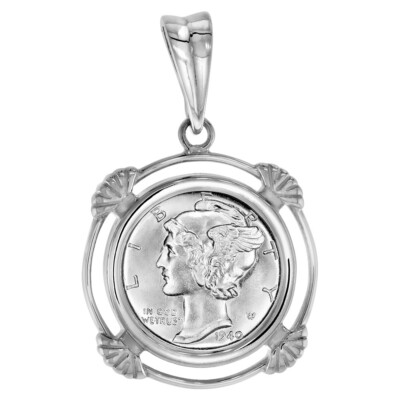 925 Sterling Silber 10 Cent Groschen Münzeinfassung Muschelrand 18 mm Krappenboden
