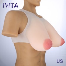 Oval Nipple Vest Full Silicone Breast Forms Transgender I Cup Boobs Bra Enhancer