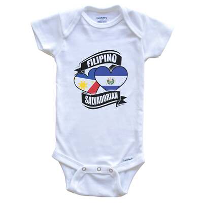Filipino Salvadorian Hearts Philippines El Salvador Flags Baby Bodysuit