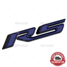 Chevy RS Rear Trunk Lid Nameplate Logo Fender Marker Emblem Badge Black Blue