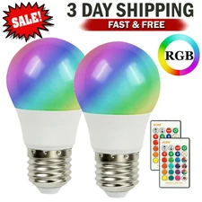 2pcs RGBW LED Bulb Light 16 Color Changing E27 Lamp IR Remote Control for Party
