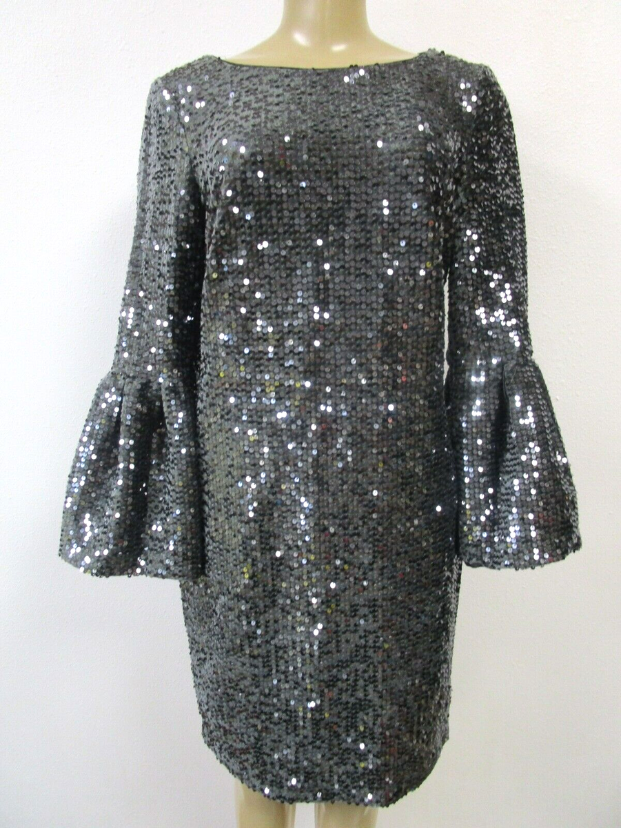 Nicole Miller Dress Gray Sequin Bell Sleeve Size 6 Knee Length NEW | eBay Nicole Miller Dress Gray Sequin Bell Sleeve Size 6 Knee Length NEW | eBay