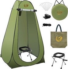 ATCWF Adult Portable Toilet Kit - Steel Toilet, Pop Tent, Carry Bag