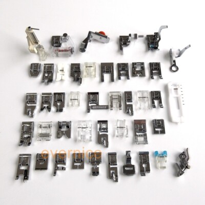 42 Stück Low Shank Feet + Plastic Box für Juki Bernina Bernette Euro-Pro Weiß