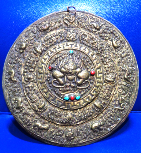 Old Tibet Bronze Buddhism 12 Zodiac Symbol Beast Wall Painting Shrines - 第 1/6 張圖片
