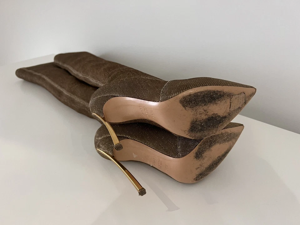 Casadei, Botas Doradas Sobre la Rodilla, Talla UE 36 1/2, EE. UU. 6,5 Foto 3 de 3
