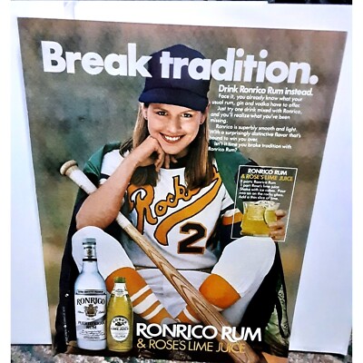 1982 Ron Rico Rum Woman Baseball Break Tradition Vintage Print Ad Original 80s