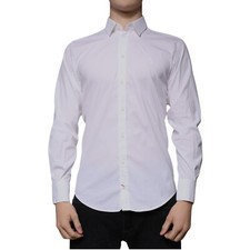 DOLCE & GABBANA Shirt White Cotton Blend Formal MARTINI Dress 38/US15/XS 570usd