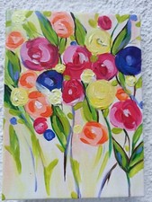 Quadro Dipinto A Mano Su Tela Natura Fiori Colorato Moderno astratto idea regalo