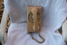 Wall Telephone Phone Rotary Dial YELLOWISH ITT Untested Uncleaned needs tlc