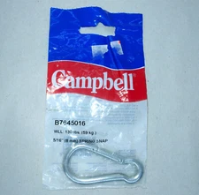 Campbell B7645016 Steel Zinc Plated Spring Snap Link 5/16 in. 8mm Rated 130 lbs.