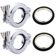 2 sets KF40 Aluminium vacuum Quick Flange clamp + centering ring w/ O-ring A590