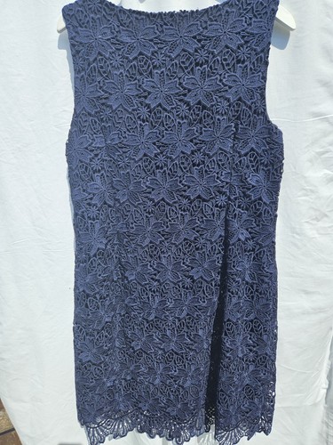 Monsoon Occasion Dress Navy Blue/ Navy Lace Lined Size 18 - Picture 7 of 8