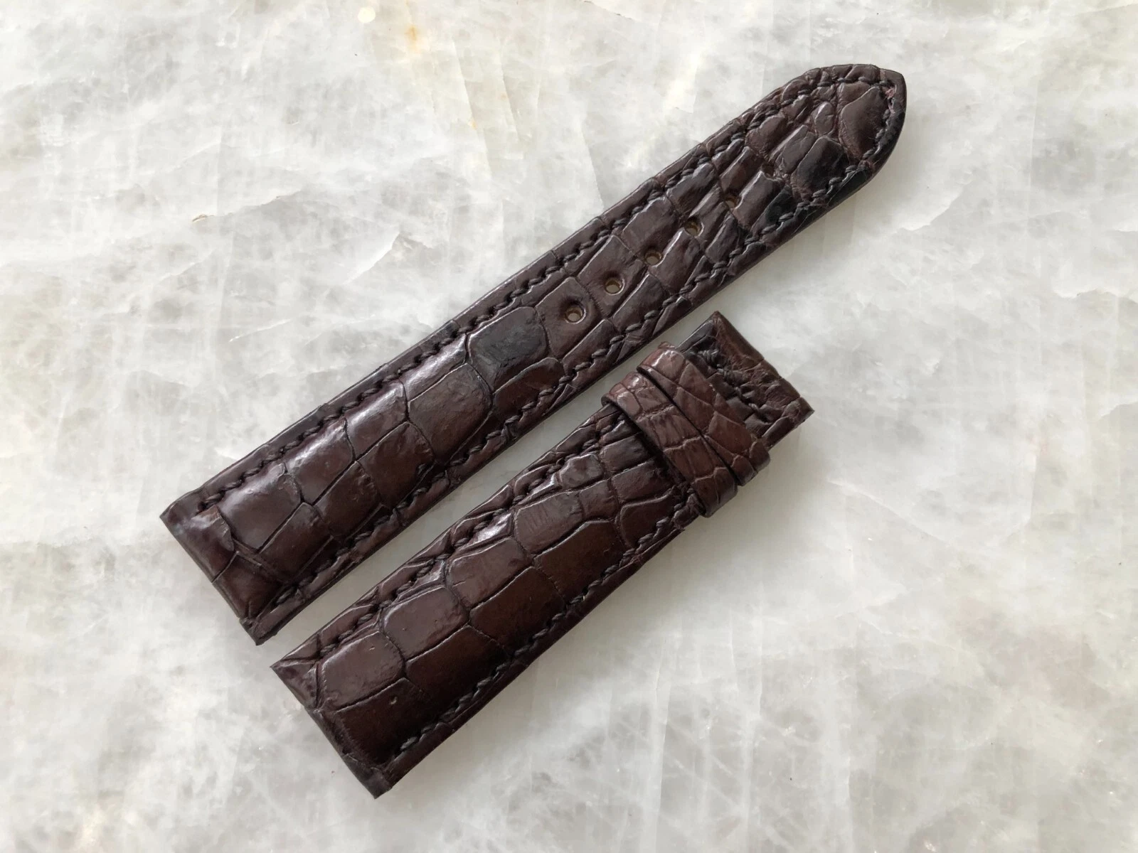 20mm/18mm Brown Alligator Crocodile Embossed Leather Watch Strap Band