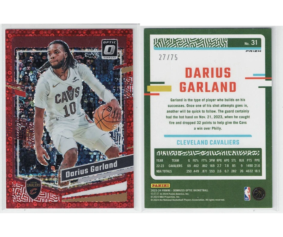 2023-24 Panini Donruss Optic Red Disco 27/75 #31 Darius Garland Cavalliers - Image 3 of 3