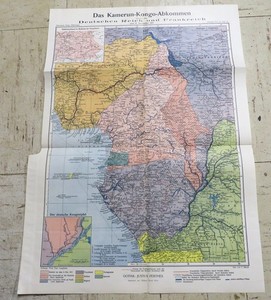 Justus Perthes Africa Map 1911 Cameroon Congo Agreement German Reich & France