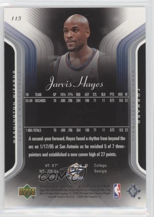 2004-05 Ultimate Collection /750 Jarvis Hayes #115 - Image 2 of 2