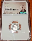 1961 silver 90% Proof Roosevelt 10c Dime certified PF 66 by NGC